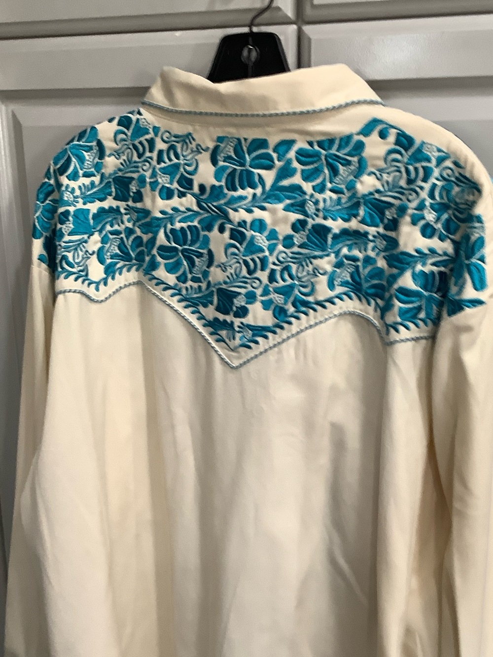 Scully Men’s Southwestern Teal Floral Embroidery Pearl Snap Shirt 4X - Picture 9 of 13